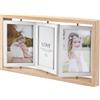 Azonelife Cornice portafoto tripla pieghevole, 10,2 x 15,2 cm, 6 cornici rotanti in legno, per collage di 3 foto multiple per famiglia, matrimoni, amici
