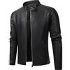 TDEOK Giacca da motociclista da uomo in pelle: giacca da uomo in ecopelle con colletto rialzato, top di transizione casual da motociclista con chiusura lampo, casual, classico, giacca di pelle per