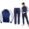 Navigare Pigiama Uomo Caldo Cotone Felpato Serafino con Polsini 1724 (IT, Testo, XXL, Regular, Regular, Blu Navy)