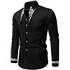 PODOLIXIA Camicia da uomo a maniche lunghe, slim fit, colletto in pizzo con ricamo, elegante camicia per il tempo libero da uomo, camicia retrò Button Down Cosplay costumi per adulti tempo libero