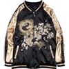 Generic Sukajan Ricamo Souvenir Giacca Bomber Giacca Ricamato Giapponese Abbigliamento (M), Nero / Dorato, M