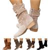 Generic Stivaletti da donna eleganti alla caviglia con tacco a blocco, stivali corti con doppia chiusura lampo, stile retrò, in pelle scamosciata, per l'inverno, per il tempo libero, colore beige 38, 01