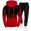 SOMTHRON Tuta sportiva da uomo, con maniche lunghe e scollo rotondo, 1 set di pantaloni sportivi + felpa con cappuccio per autunno 2020 Colore: rosso M
