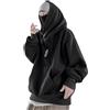 LIXQQS Felpa con Cappuccio Ninja Giapponese Uomo Stile Harajuku Hoodie Oversize Y2K Hip Hop Maglione Collo Alto Sweatshirt Pile Caldo Doppio Collo Ricamo Logo Streetwear Techwear(Black-2,M)