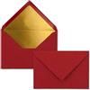 NEUSER PAPIER Buste in rosso scuro - 10 pezzi - buste DIN C6-114 x 162 mm - 11,4 x 16,2 cm - incollaggio a umido - superficie opaca e fodera oro-metallica - senza finestra - per inviti