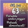 Stuff4 63° Biglietto Auguri Compleanno per Uomo Donne