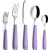 Annova Product image ANNOVA Set di posate da 24 pezzi, in acciaio inox, con manici colorati, comodi da tenere in mano, forchette, coltelli da tavola, cucchiai, cucchiaini- Servizio per 4 (viola)