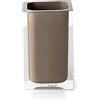 GEDY Auckland Portaspazzolini da Bagno Tortora, Misure e Peso: 11X7,2X7,2 CM & 0,29 kg, Portaspazzolini in Resina Trasparente di Alta qualità, Design R&S Gedy, Fatto a Mano, 2 Anni di Garanzia