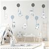 Ambiance Sticker Adesivi murali per bambini - Decorazione cameretta bambino - Adesivo da parete per cameretta bambini - Adesivo da parete con animali divertenti e palloncini magici - H90 x L60 cm