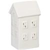 Relaxdays Casetta Portacandele in Ceramica, Casa Luminosa Porta-Tealight, per 1 Candelina, HLP: 12 x 6 x 5,5 cm, Bianco