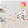 Ambiance Sticker Adesivi murali per bambini - Decorazione cameretta bambino - Adesivo da parete coniglio nel parco fiorito - H60 x L90 cm