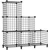 Awtatos Scaffali impilabili in metallo con 6 cubi, libreria a forma di cubo, multiuso, in filo di ferro, per soggiorno, casa, ufficio, nero