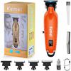 KEMEI 2293 - Tagliacapelli professionale da uomo Zero Gapped per barbiere con lama a T, ricaricabile senza fili, arancione