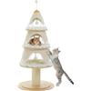 PAWZ Road Albero per gatti natalizio, torre per gatti multilivello da 130 cm, con tiragraffi rivestito in sisal da 14 cm e 3 grandi condomini per gatti, albero per gatti da interno, verde