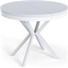 WFL GROUP Tavolo da Pranzo Rotondo Allungabile - Tavolo Loft Style con Gambe in Metallo Bianche - 100 a 180 cm - Tavolo Rotondo Stile Industriale per Il Soggiorno - Salvaspazio - 100 cm - Bianco