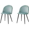 BenyLed Set di 2 Sedie da Pranzo Scandinave, Sedie da Cucina in Velluto, Sedie Imbottite Cucina con Gambe in Metallo (Verde/Nero Piedi)