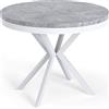 WFL GROUP Tavolo da Pranzo Rotondo Allungabile - Tavolo Loft Style Con Gambe in Metallo Bianche - 100 a 180 cm - Tavolo Rotondo Stile Industriale Per il Soggiorno - Salvaspazio - 100 cm - Cemento Grigio