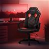 ML DESIGN modern living ML-Design Sedia da Gaming Ecopelle Nero Rosso Poltrona da Ufficio Ergonomica e Confortevole Braccioli Poggiatesta Altezza Regolabile Reclinabile Girevole Supporto Lombare Riciclato per PC Gamers