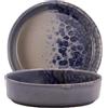 Le Coq Porcelaine LE COQ Phobos Piatto Fondo grigio con puntini reattivi blu 18 cm - Confezione 6 pezzi