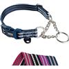 Petiry Collare riflettente a mezza catena per cani con fibbia di sicurezza a sgancio rapido, collare anti-trazione a prova di fuga, per cani di taglia extra piccola, collo 28-33 cm (blu, S)