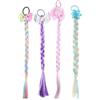 KGDUYC 4 Pezzi Treccia Finta Capelli per Bambini Intrecciata Principessa Parrucche Extension Capelli Coda di Cavallo con Fascia Elastica Parrucche Sintetiche Colorate per Ragazze Feste Cosplay