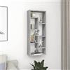 Rantry Mobile Mensola a Muro Grigio Sonoma 36x16x90 cm in Legno Multistrato, Armadietto Libreria Vetrina Libreria Verticale Salvaspazio Libreria Scaffale per Soggiorno Ufficio