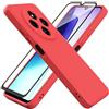 HHUIWIND Cover Compatibile con Xiaomi Redmi 14C 4G (6.88) e Vetro Temperato,Custodia Xiaomi Redmi 14C 4G Morbido Silicone Liquida TPU Protettivo Ultra Slim Case - Rosso