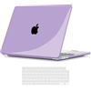 TECOOL Cover compatibile con MacBook Air M5 M4 M3 M2 13,6 Pollici 2022-2026 A3449 A3240 A3113 A2681, Custodia Rigida Protettiva Sottile in Plastica e Copritastiera UE, Cristallo Lilla