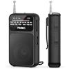 PRUNUS J-555 Radio Portatile Ricaricabile, Mini Radiolina Portatile FM/AM Supporta Batterie Sostituibili (AAA), con Jack/Clip Posteriore, per Camminare, Correre, Pescare (Nero)