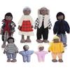 Riisoyu 8 Pezzi Famiglia Di Bambole Di Legno, Casa Delle Bambole in Finta Accessori di Legno Piccole Con Cane Miniature Pupazzi Flessibili Casa Delle per Bambini Casa da Gioco Idea Regalo