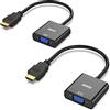 BENFEI - Set di 2 adattatori da HDMI a VGA (da maschio a femmina) per computer, desktop, laptop, PC, monitor, proiettore, HDTV, Chromebook, Raspberry Pi, Roku, Xbox e More, colore nero