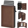 dwnkove Portafoglio Uomo Slim, Porta Carte di Credito Uomo con Chiusura Magnetica e Tasca Portamonete, Portafoglio uomo Pelle, Portacarte Uomo Pop-up per 9-14 Carte | Finestra ID | Slot per Contanti Marrone