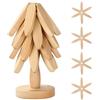 Markcco Sottopentola in legno per piatti caldi, set di 4 sottopentola in legno + 1 supporto per riporre come un albero di Natale, sottopentola in legno di faggio per pentole calde, padelle, ciotole