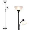 HonoDing Lampada da terra nera regolabile con luce di lettura Lampada da terra moderna per soggiorno/ufficio alta 72 - 150 watt con luce di lettura laterale Lampada ad angolo (nero)