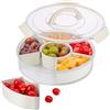 Hejo Vassoio per Snack con Scomparti, 30X30X8cm Vaschette Plastica per Alimenti, Piatto per Snack con 6 Scomparti, Porta Merende Manico, Porta Frutta, Organizer per Caramella, Noci