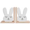 Nacnic 2 fermalibri di legno naturale in stile nordico con disegno di un simpatico coniglietto. Reggilibri funzionali e decorativi per la cameretta dei bambini.