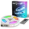 B.K.Licht LED rgb, 5m, Strisce LED, telecomando, colorata, accorciabile, adesiva, luci led camera da letto, Striscia LED 5 metri, LED Striscia, led tv retroilluminazione intelligente, led camera
