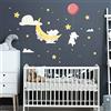Ambiance Sticker Adesivi murali per bambini - Decorazione cameretta bambino - Adesivo da parete per cameretta bambini - Adesivo da parete coniglio amici delle stelle e della luna - H90 x L60 cm