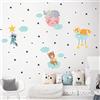 Ambiance Sticker Adesivi murali per bambini - Decorazione cameretta bambino - Adesivo da parete per cameretta bambini - Adesivo da parete con animali e nuvole magiche - H60 x L90 cm