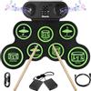 Bonvvie Ricaricabile Batteria Elettronica E-Drum Kit, Bonvvie Batteria Digitale Roll Up con 7 pad, MIDI, DTC, Doppi Altoparlanti Integrati, Ideale Per Principianti, Studenti e Appassionati di Musica