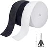 Furuising 2 Pezzi Elastico per Cucito 50 mm × 20 m, Elastico per Pantaloni Bianco e Nero, Piatto Elastici da Cucito con Forbici e Clip per Infilare per Pantaloni, Cucito, Fai da Te a Mano