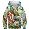 SAFGTXHTR Fata dei Fiori Felpa Bambino Stampa 3D Pullover Divertente Sportivo Manica Lunga Casual Maglione Hoodie Pullover con Cappuccio E Tasca A Marsupio 6-15 Anni