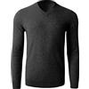 zhilifs Maglioni da uomo 100 Cashmere Morbido Caldo V-Collo Casual Pullover, Grigio scuro, 4XL