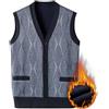 Genérico Gilet invernale in pile da uomo, invernale, caldo, maglioni a compressione con bottone, senza maniche con scollo a V, gilet a maglia cavaliere cardigan, grigio, XL