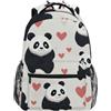 Generic Zaino per la scuola con cuori rosa, Zainetto Ritorno a Scuola, per ragazzi e ragazze, borsa da viaggio casual per computer portatile, Panda Cuori Rosa, S