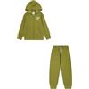 Champion Legacy Play with Graphics B (306913) -Ultra-Light Soft Compact Powerblend Fleece Hooded Tuta Sportiva, Verde Oliva (GNUM), 3-4 Anni Bambino