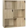 eSituro Libreria Autoportante a 6 Scomparti, Porta Libri con Ante, Scaffale a 3 Ripiani Portaoggetti, Divisorio per Ambienti, Ufficio, Studio, Soggiorno, in Legno, 80x30x96cm, Legno Chiaro, SBKC0051