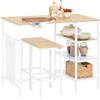 SoBuy Set 3 Pezzi Tavolo con 2 sgabelli Mobile Bar per casa Bianco e Naturale L108*P58*A89 cm OGT51-WN