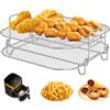 QINGLANG Griglia quadrata per friggitrice ad aria da 20 cm, in acciaio inossidabile, impilabile, resistente al calore, accessori per friggitrice ad aria, lavabile in lavastoviglie, per forno a doppio cestello