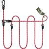 BLUZELLE Guinzaglio per Cani 3m Regolabile Corda, Guinzaglio Mani Libere per Cani Taglia Grande e Media, Guinzaglio Doppio, 2x Moschettone Grande, Nylon Riflettente & Accenti in Pelle, Colore:Rosso